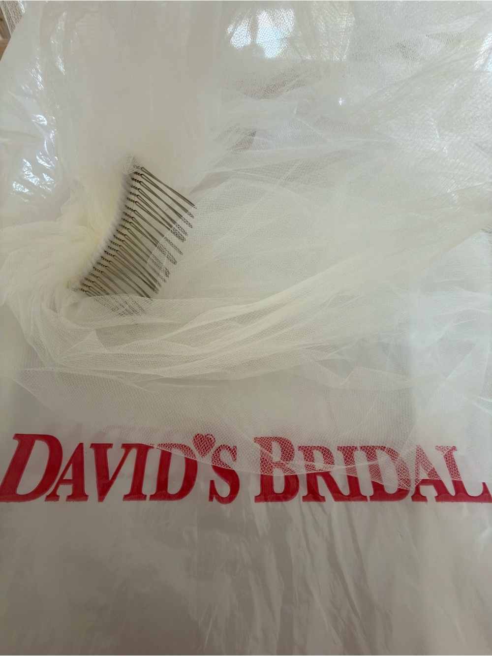🤍 Vintage David’s Bridal 27” Tulle Wedding Veil • Fluffy Layered Rounded 🤍